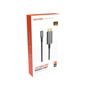 کابل 1.8 متری لایتنینگ به HDMI پرودو مدل Porodo PD-4KHDML-BK